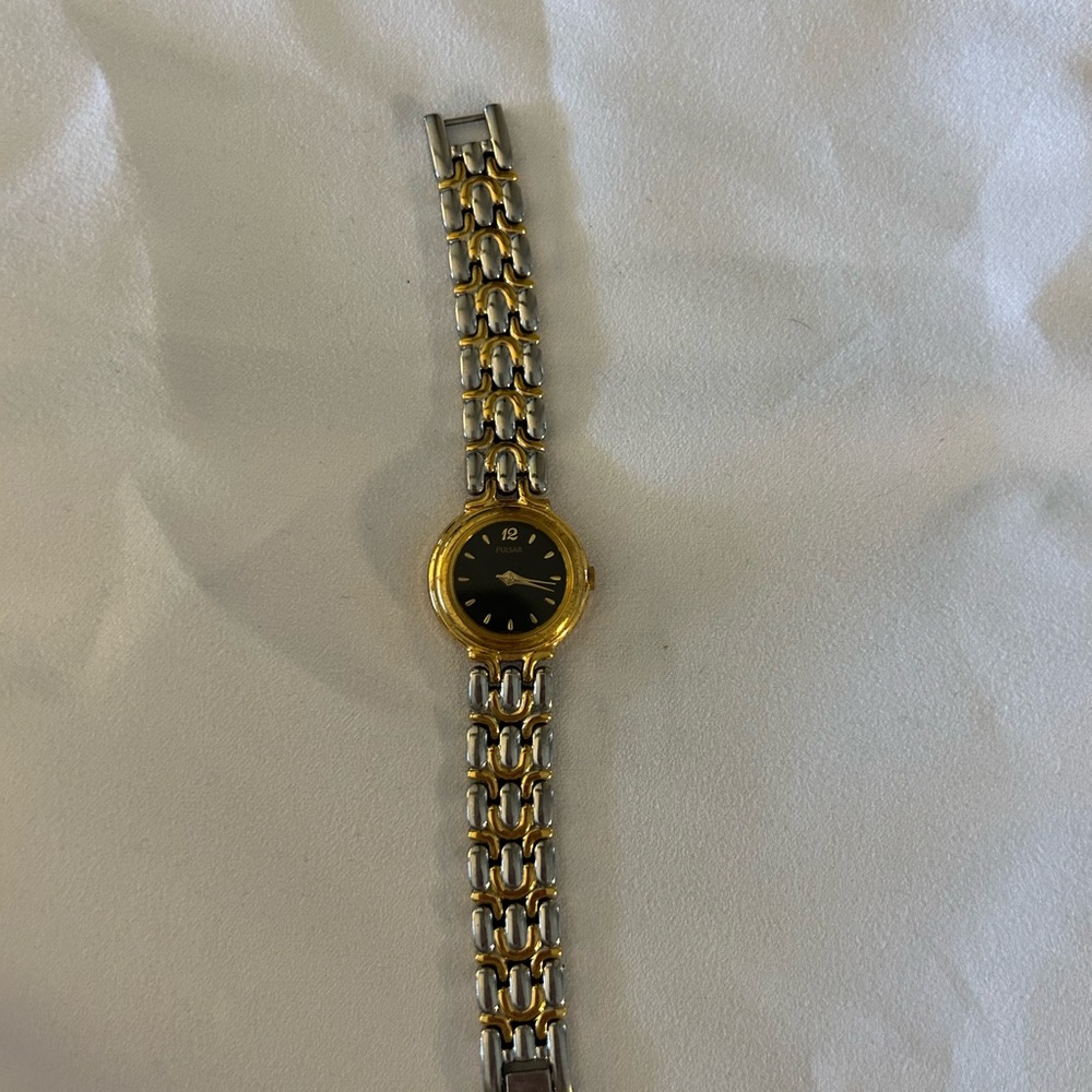 Stylish Two-Tone Watch with Black Dial